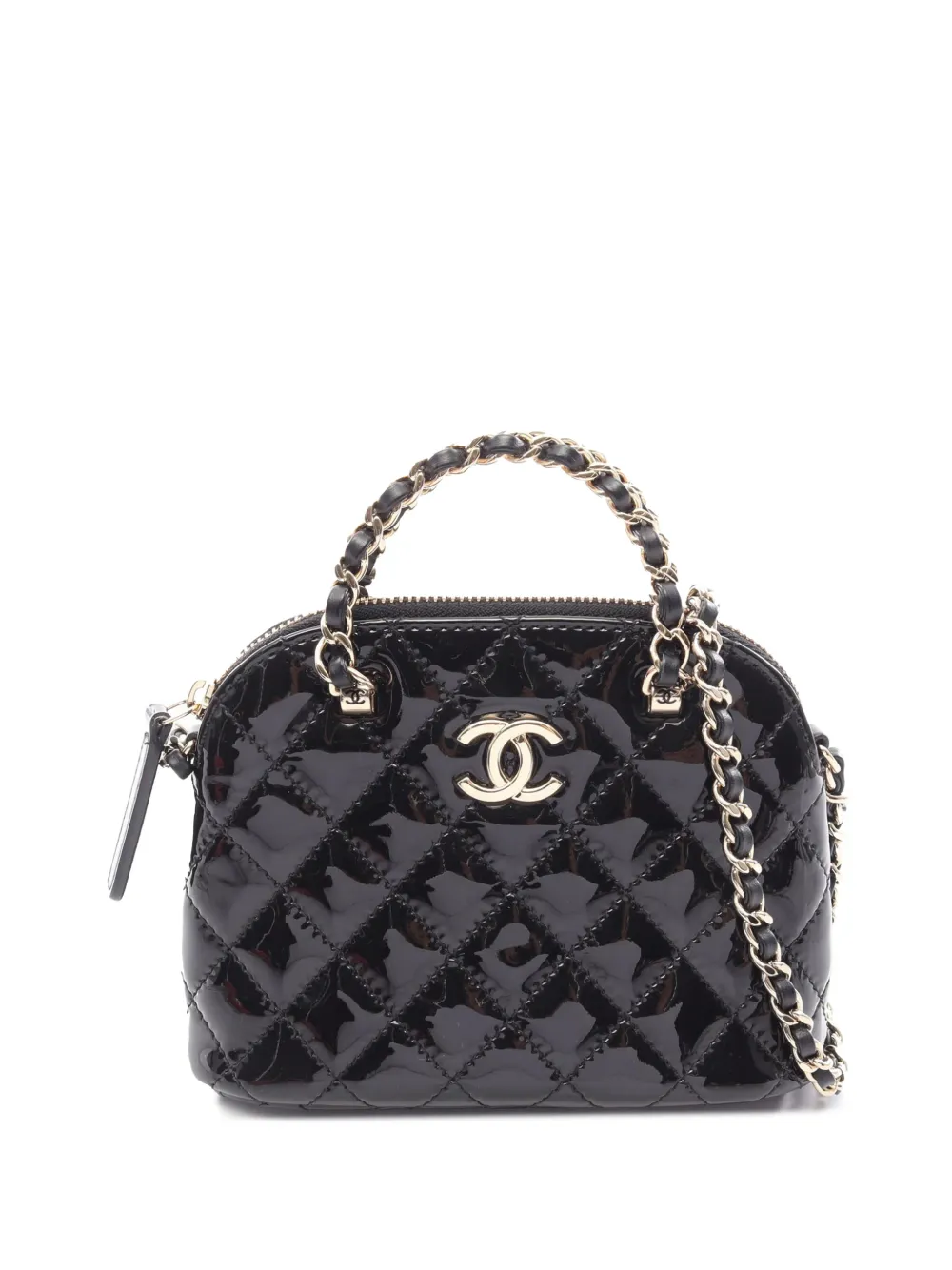 CHANEL Pre-Owned 2021-2026 CC Quilted Patent Dome satchel - Nero
