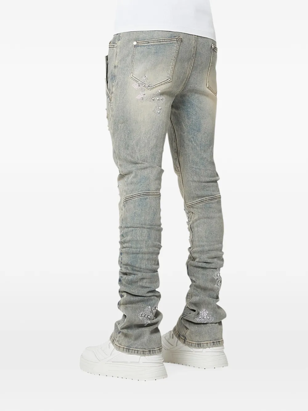 GUAPI Jeans verfraaid met stras Blauw