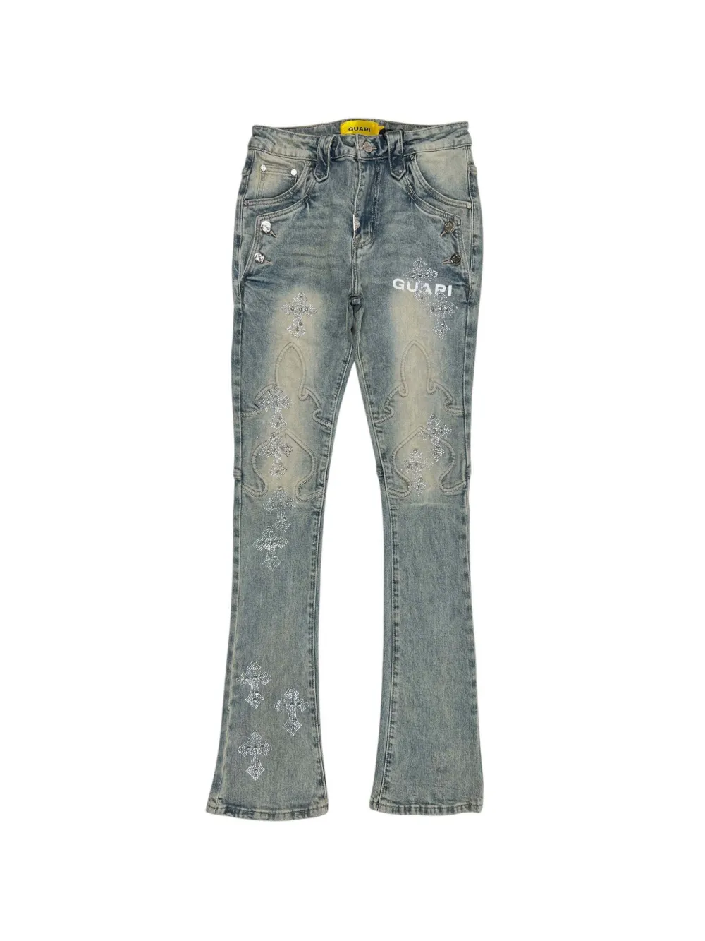 GUAPI rhinestone-embellished stacked jeans