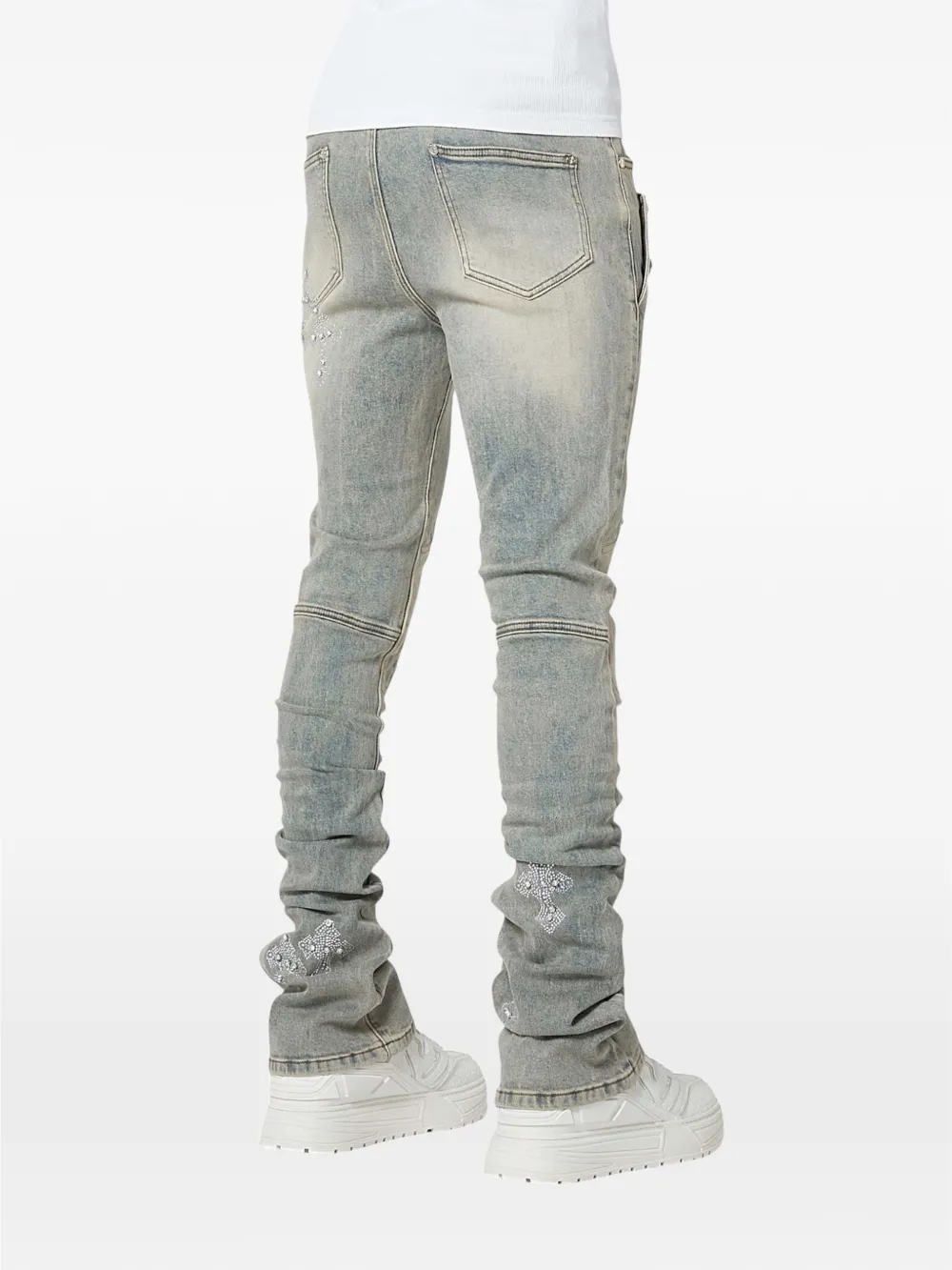 GUAPI Jeans verfraaid met stras Blauw