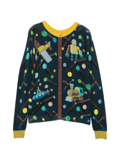 JEi'S graphic-print button-down cardigan