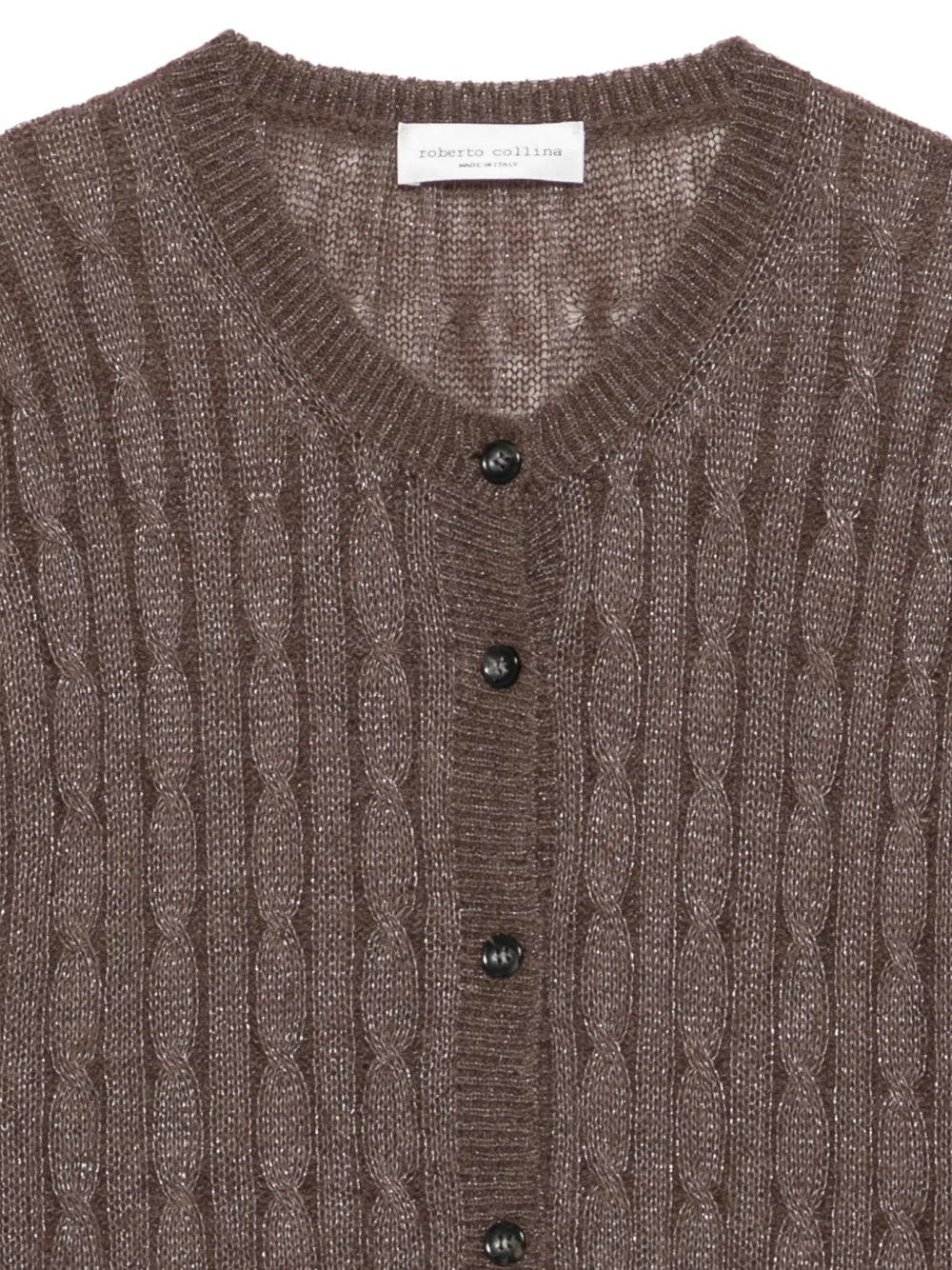 Roberto Collina cable-knit short-sleeve cardigan Bruin