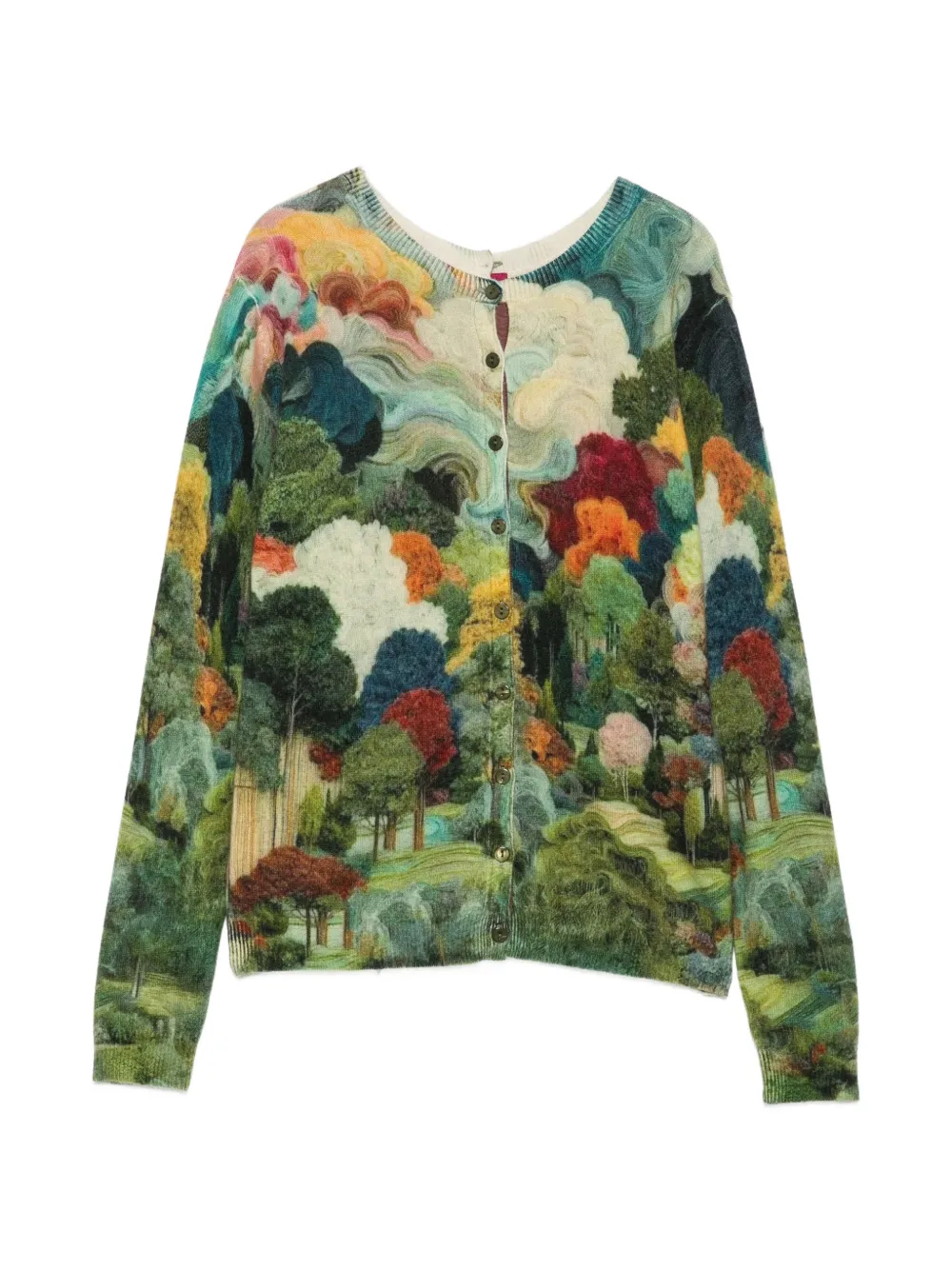 JEi'S landscape-print geometric-pattern cardigan - Green
