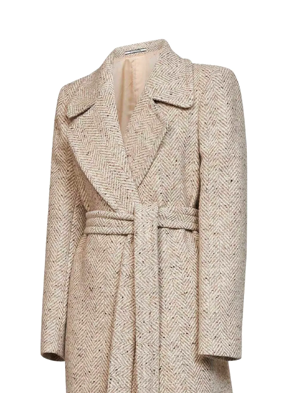 Tagliatore Jas met visgraatpatroon en ceintuur Beige