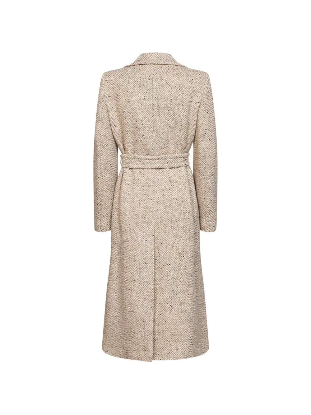 Tagliatore Jas met visgraatpatroon en ceintuur Beige