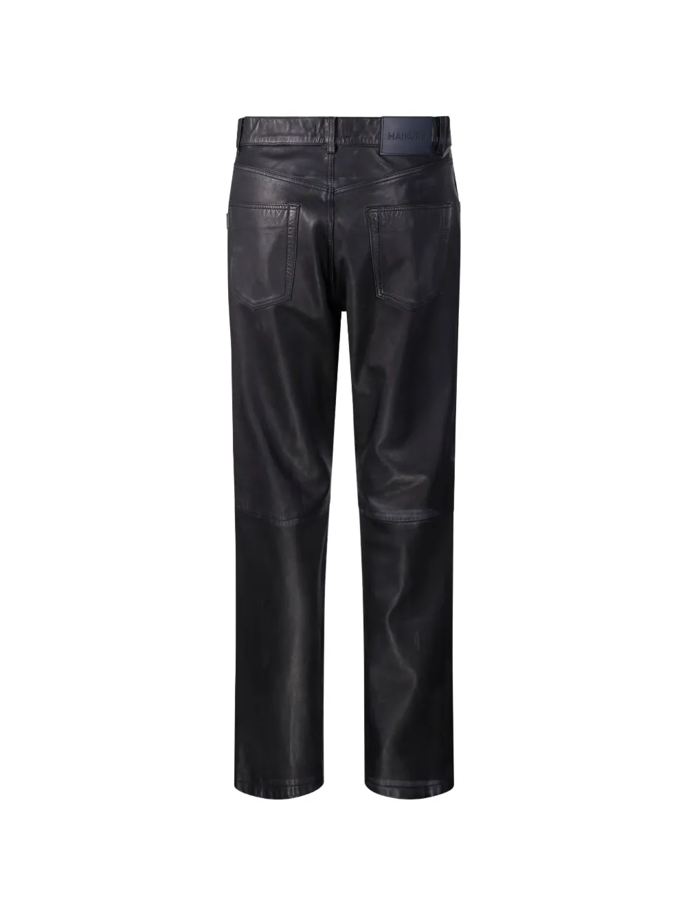 Haikure Leren broek met ton-sur-ton stiksels Zwart