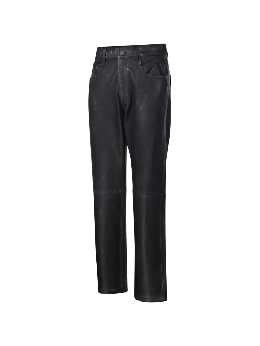 Haikure Leren broek met ton-sur-ton stiksels Zwart