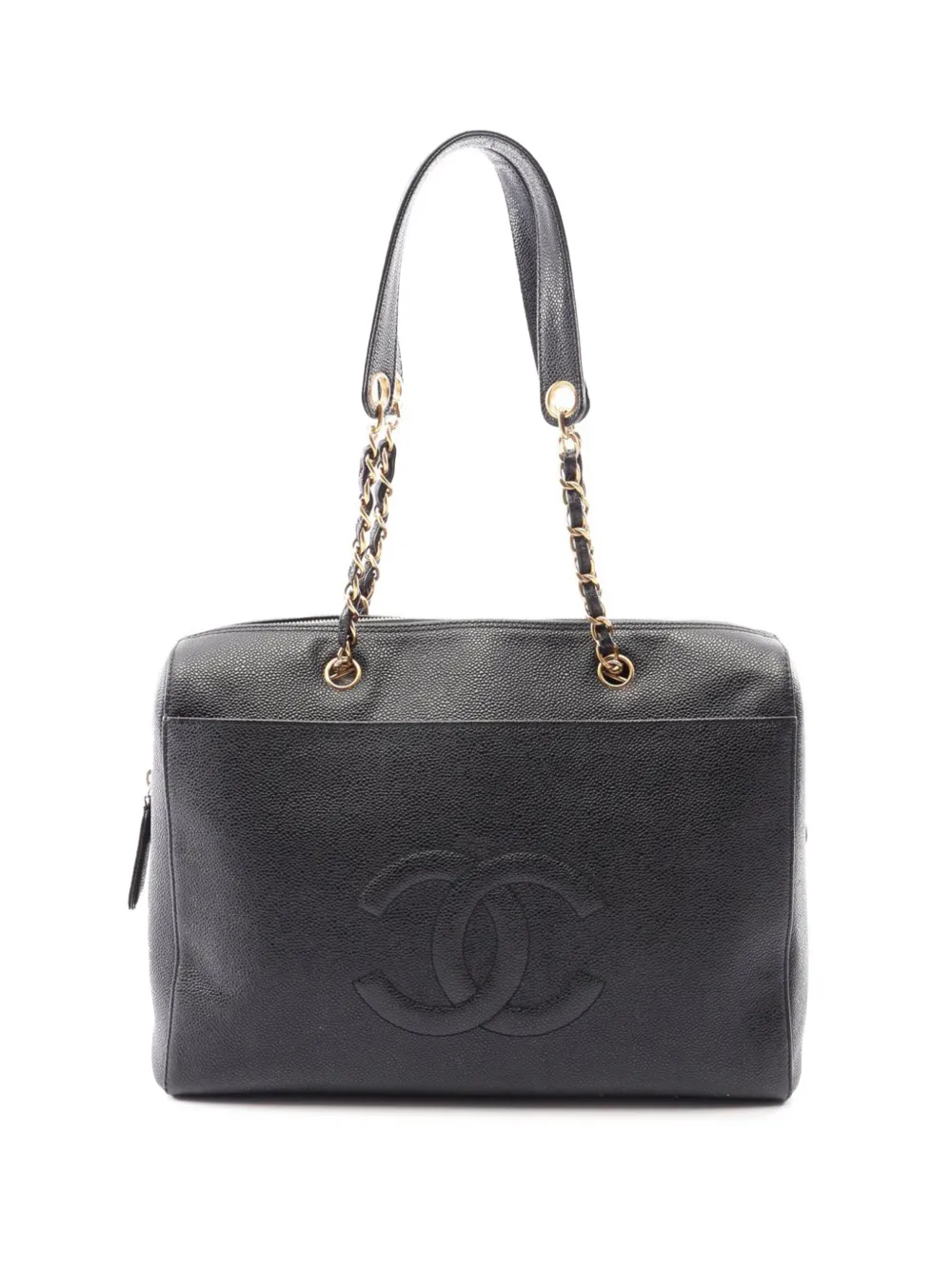 CHANEL Pre-Owned 1997-1999 CC Caviar Chain Zip tote bag - Nero