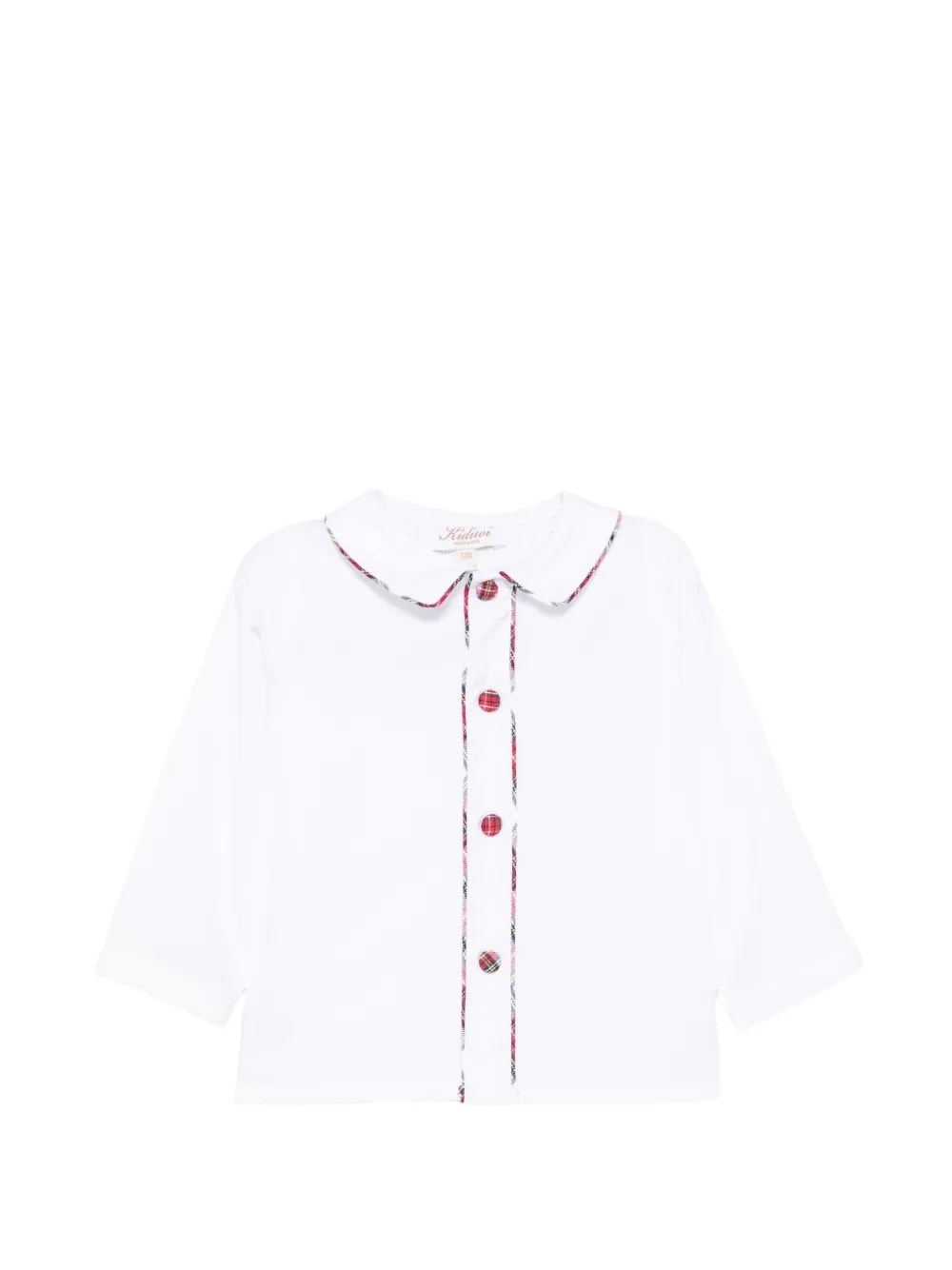 KIDIWI Noa tartan-trim Peter Pan-collar shirt - Weiß