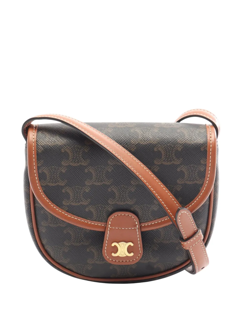 Celine Pre-Owned 2010-2026 Mini Triomphe Coated Canvas Besace crossbody bag - Marron