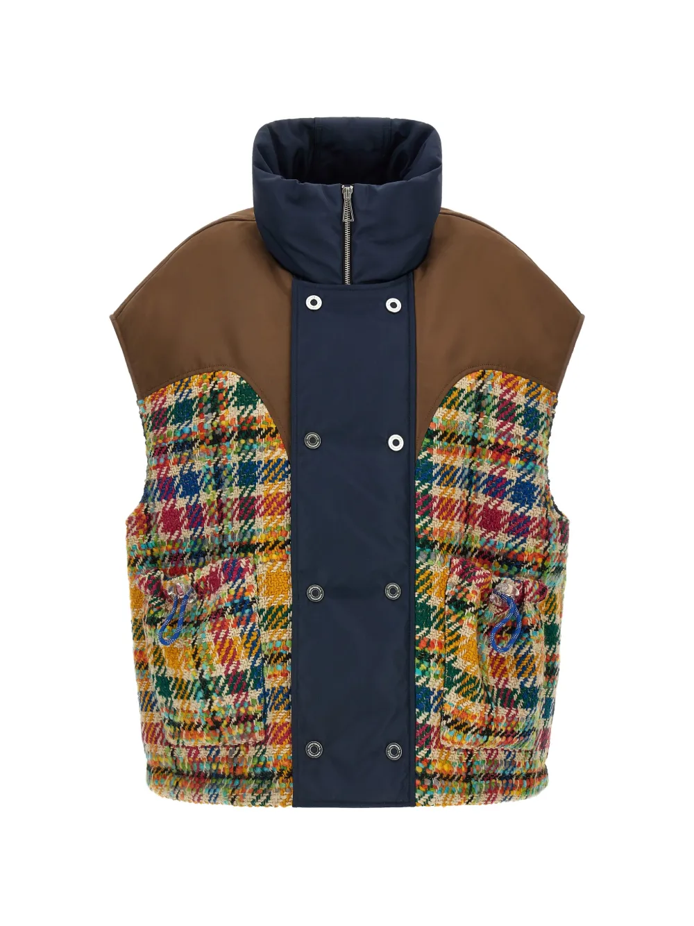 MARBELL Kate tartan tweed vest - Marron