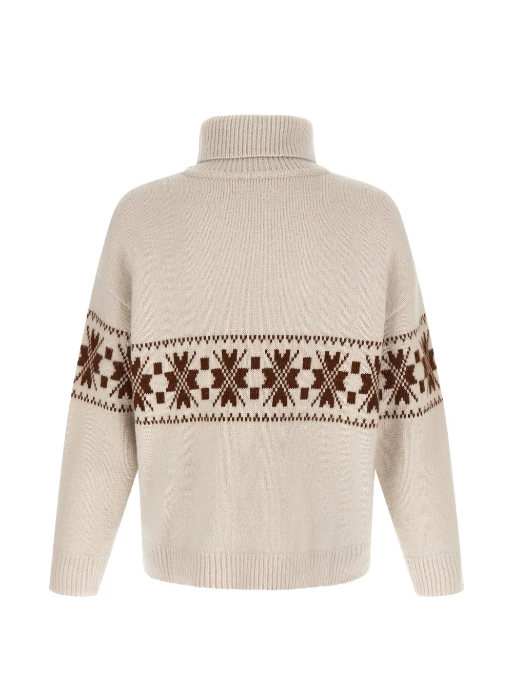 Kiton Trui met hoge hals en geometrisch jacquard Beige