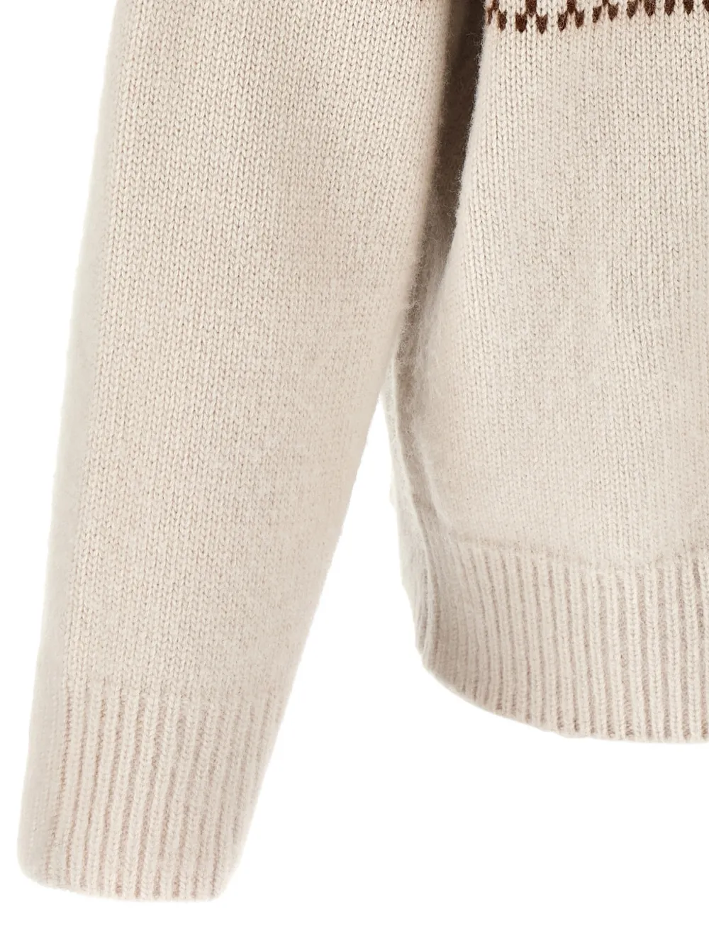 Kiton Trui met hoge hals en geometrisch jacquard Beige