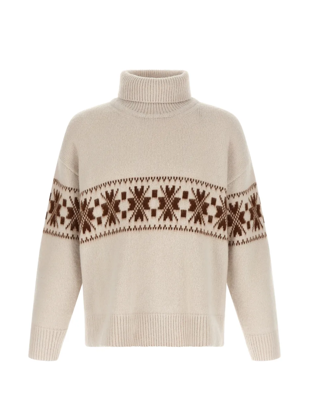 Kiton geometric jacquard high-neck jumper - Tons neutres Kiton geometric jacquard high-neck jumper - Tons neutres