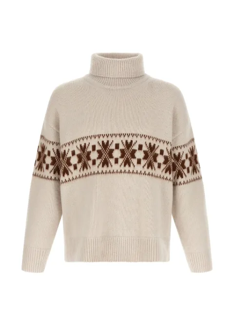 Kiton geometric jacquard high-neck jumper