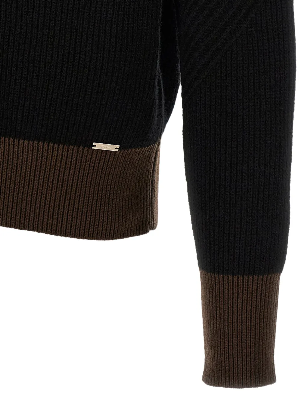 Kiton Ribgebreide trui met colourblocking Zwart