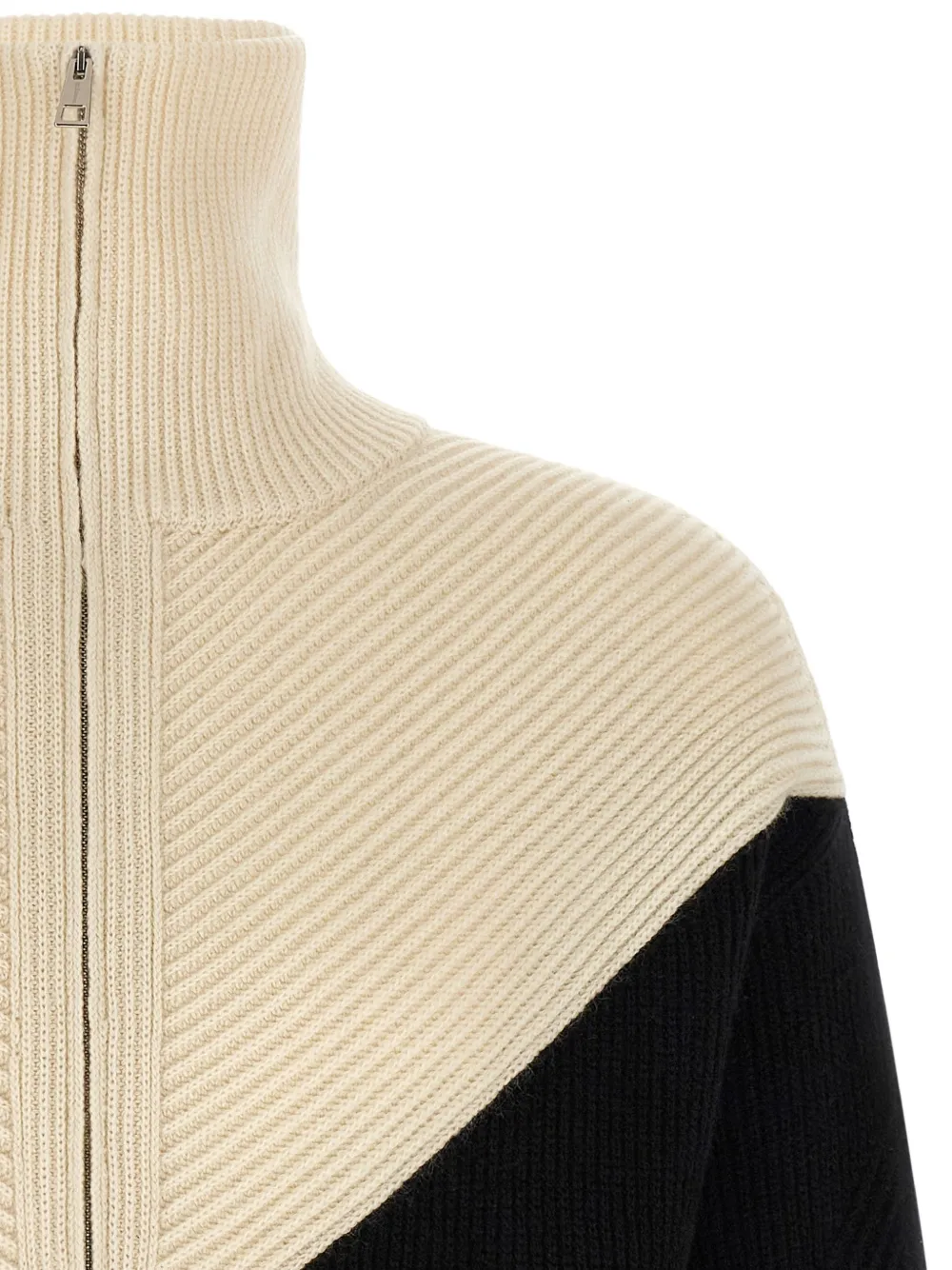Kiton Ribgebreide trui met colourblocking Zwart