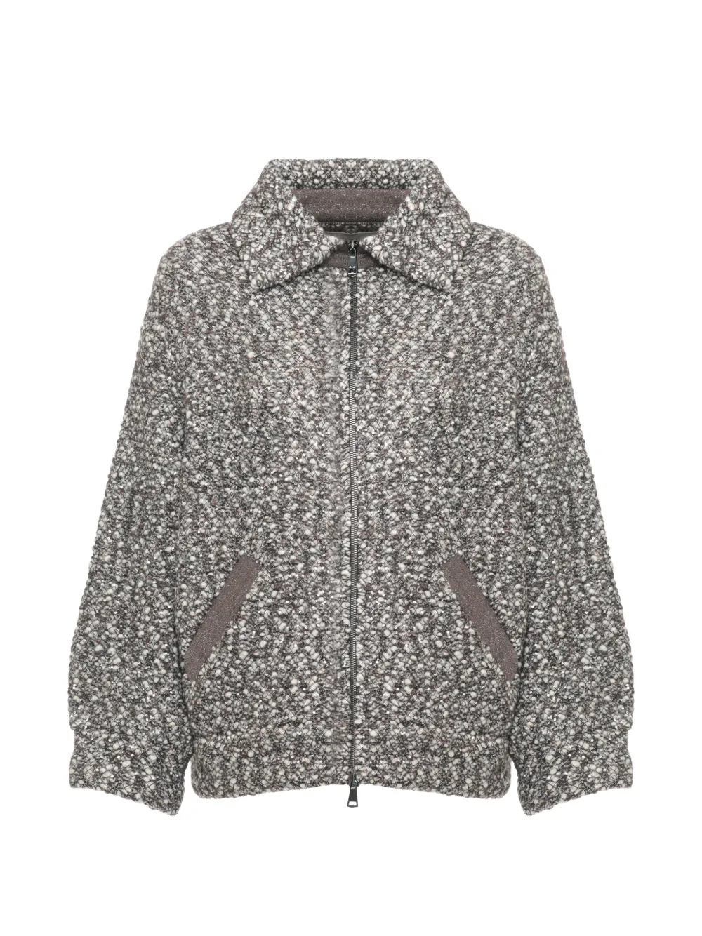 D.Exterior zip-up cardigan Grijs