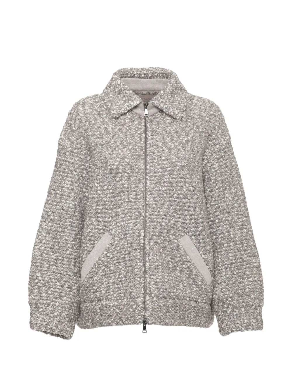 D.Exterior sequin-embellished tweed jacket - Grigio