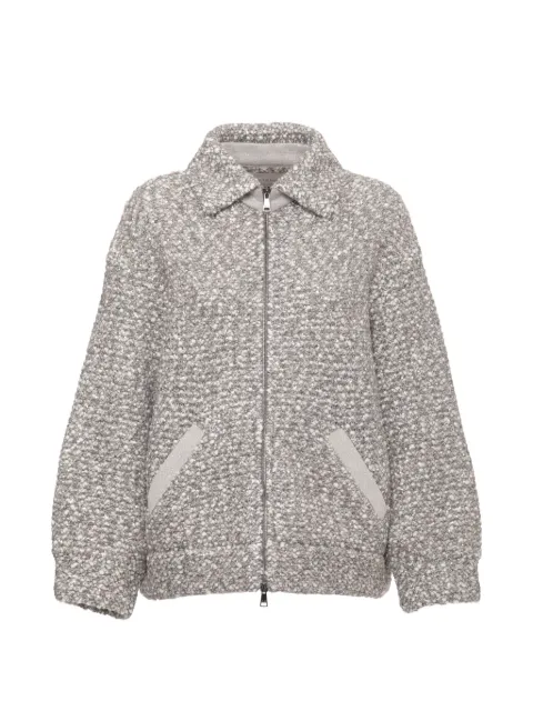 D.Exterior sequin-embellished tweed jacket