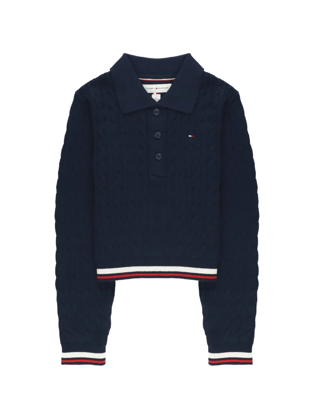 Tommy Hilfiger cable-knit polo shirt - Blu