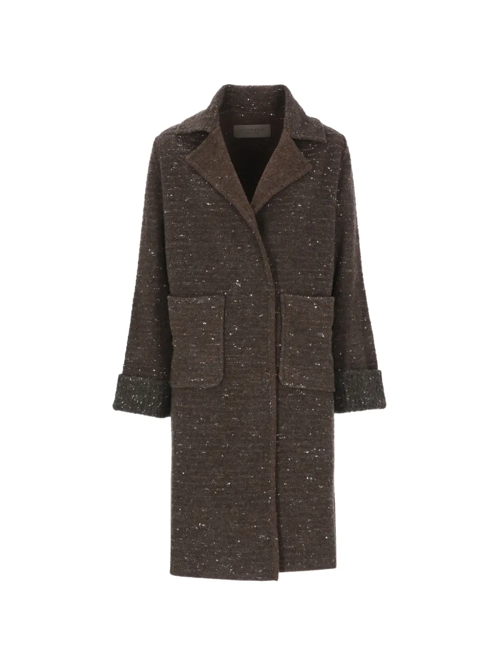 D.Exterior flecked notched-lapel coat - Brown