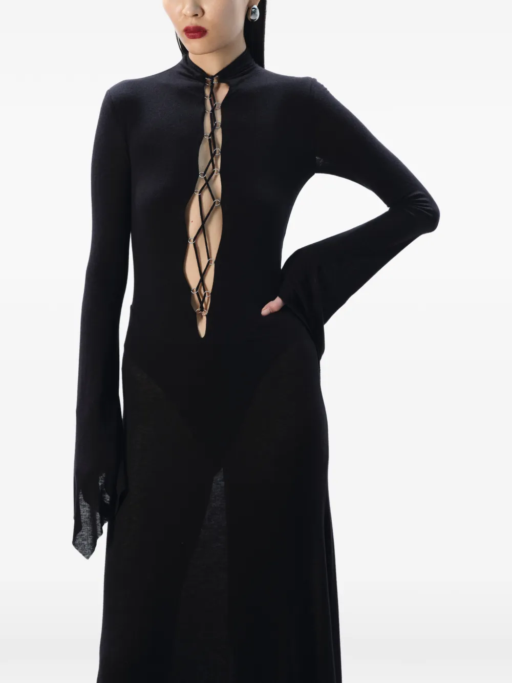 MANURÍ Zaddy maxi-jurk Zwart