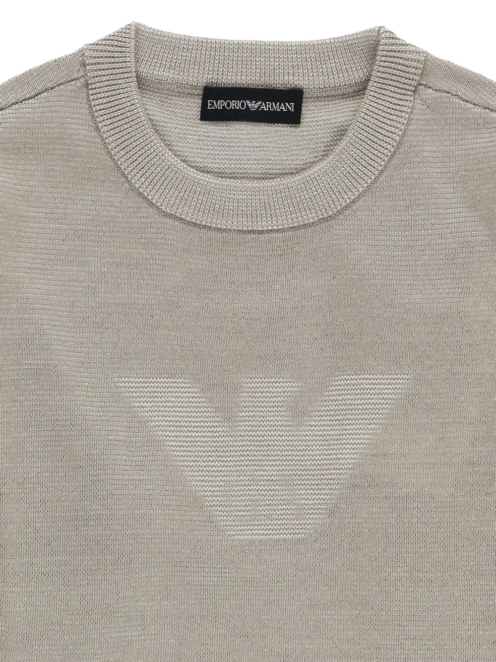 Emporio Armani Kids logo-intarsia wool sweater Beige
