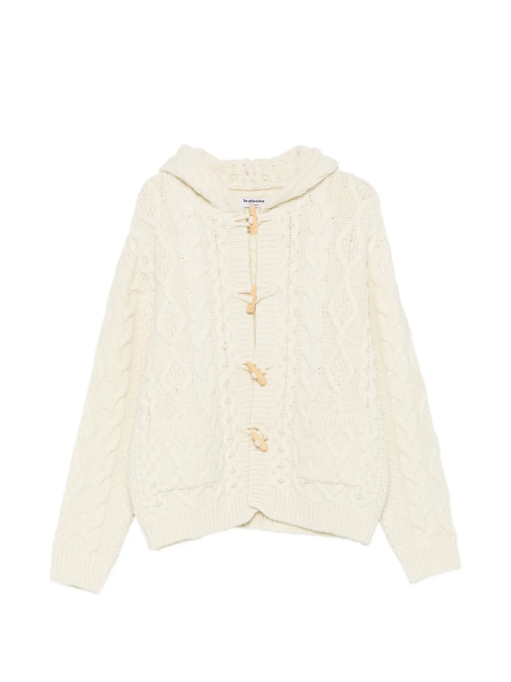 La Piscine cable-knit toggle-fastening cardigan - Neutrals