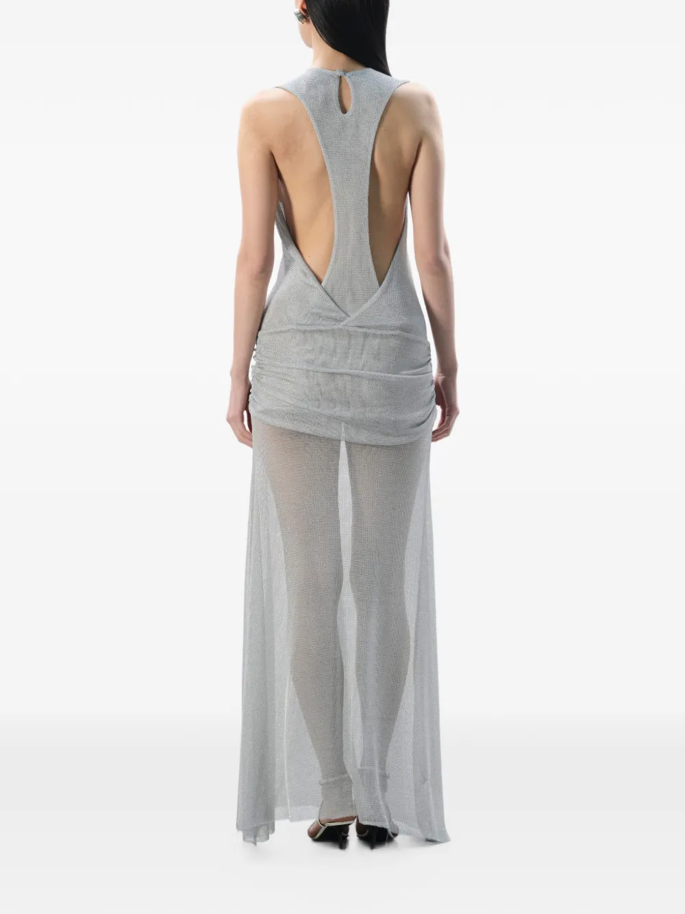MANURÍ Moonlight maxi-jurk met ruches bij de taille Grijs