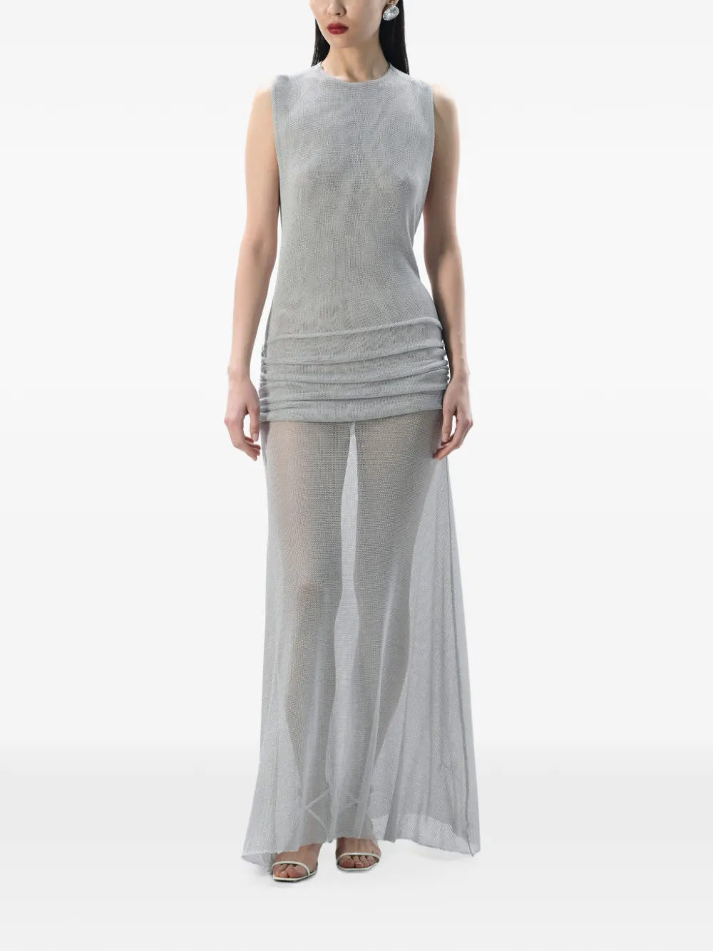 MANURÍ Moonlight maxi-jurk met ruches bij de taille Grijs