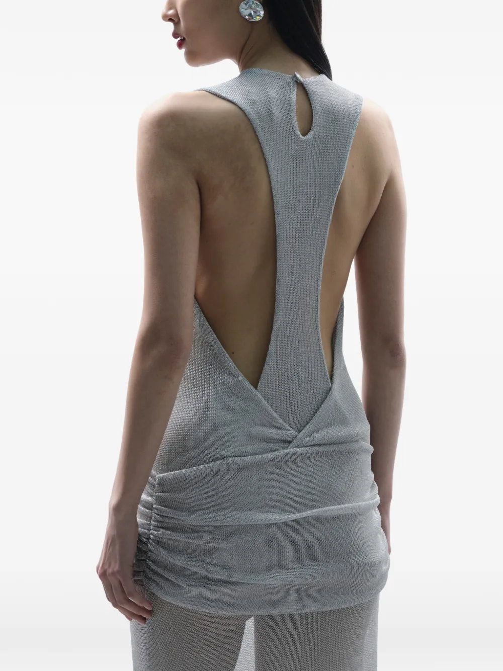 MANURÍ Moonlight maxi-jurk met ruches bij de taille Grijs