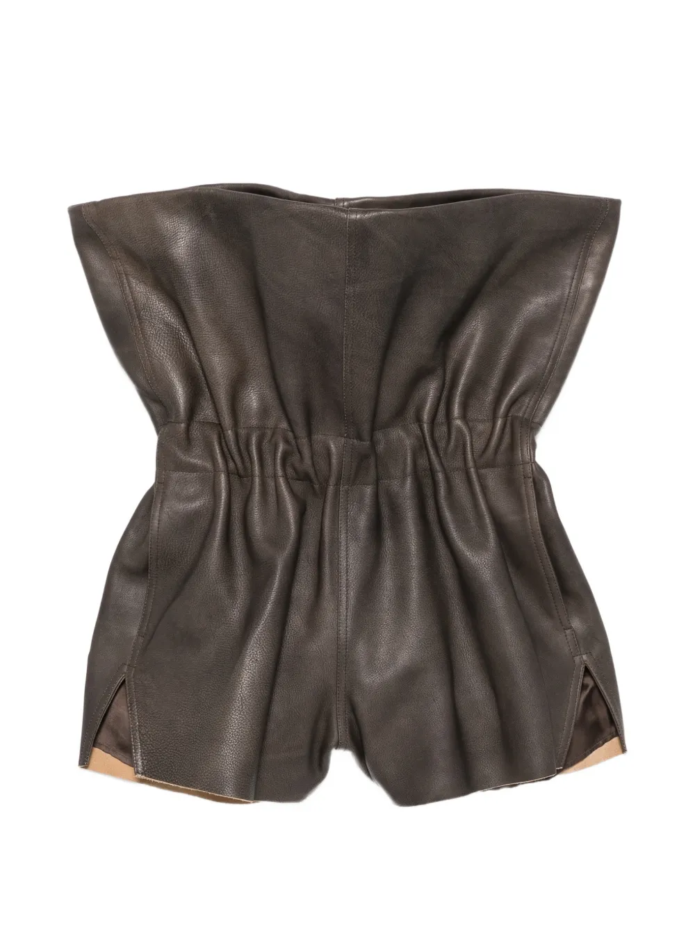 Rick Owens Crater fold-over leather shorts Grijs