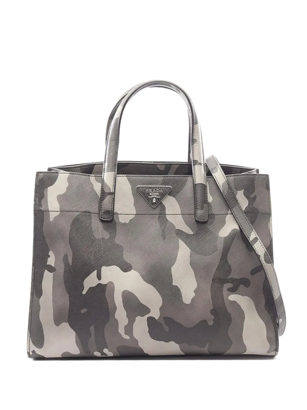 Prada Pre-Owned 2013-2026 Saffiano Camouflage Soft Triple Pocket Tote satchel - Grigio
