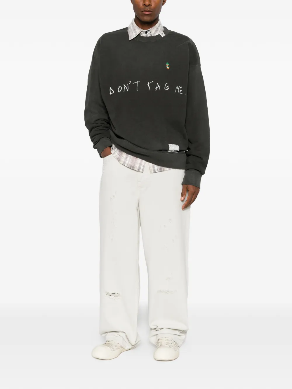 Maison MIHARA YASUHIRO logo-print embroidered sweatshirt Zwart
