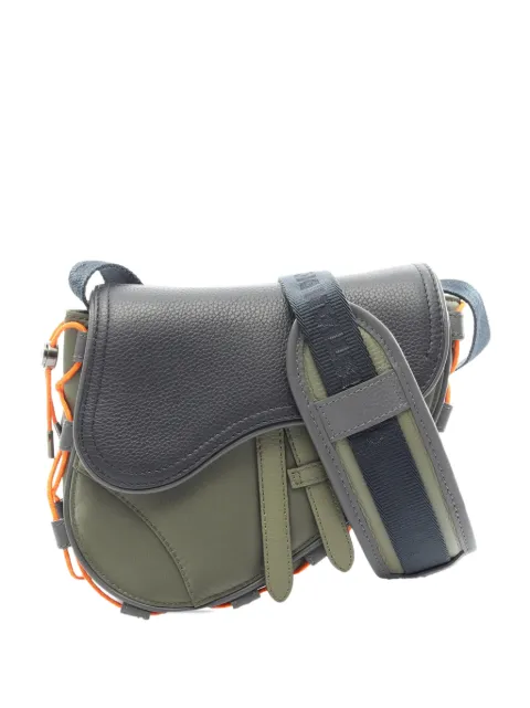 Christian Dior Pre-Owned 2010-2026 Sacai Technical Fabric and Grained Calfskin Saddle Bag crossbody bag