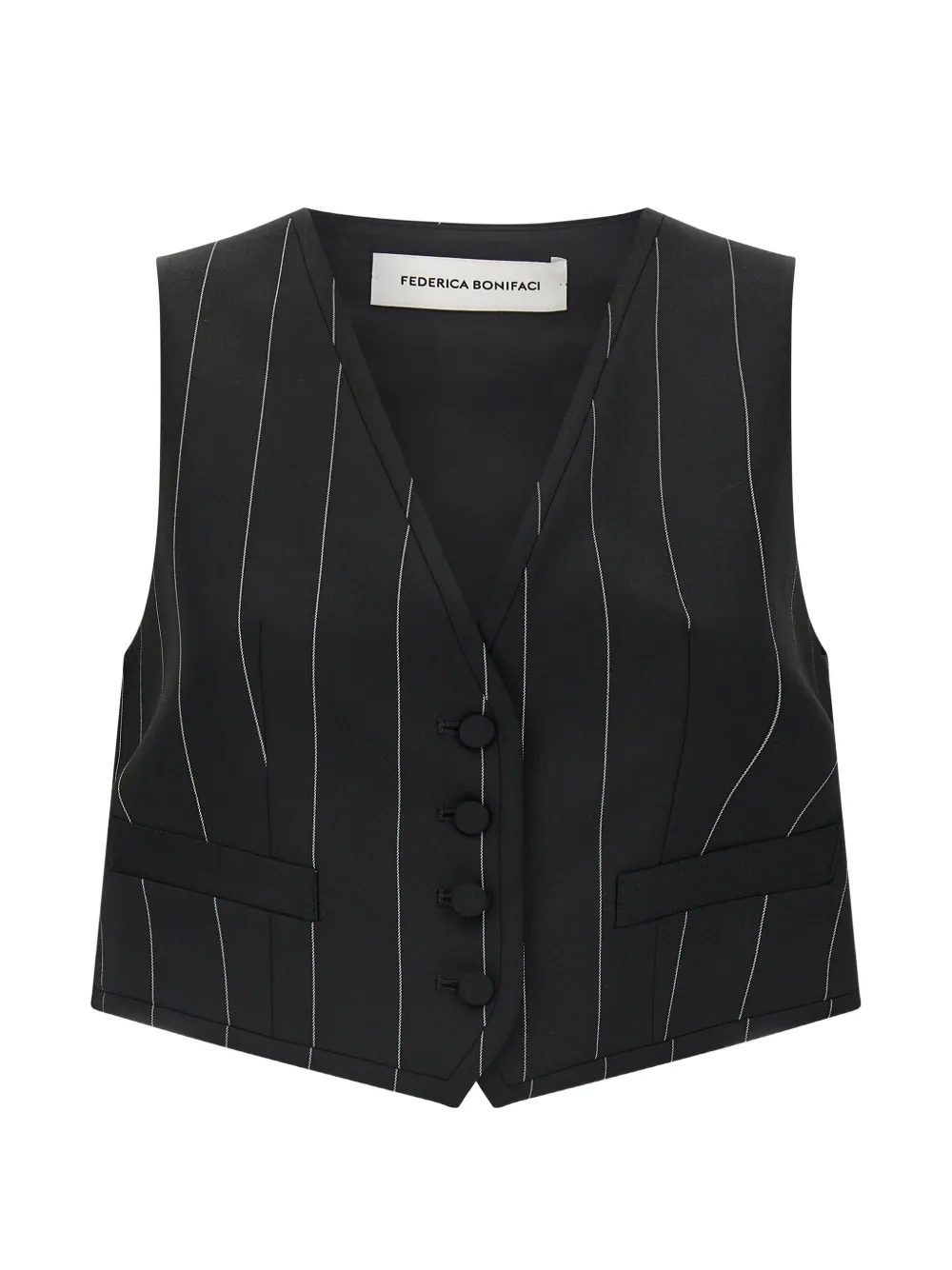 Federica Bonifaci pinstripe cropped vest - Black