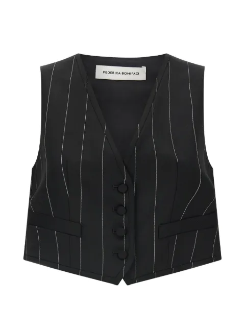 Federica Bonifaci veste sans manches crop à fines rayures