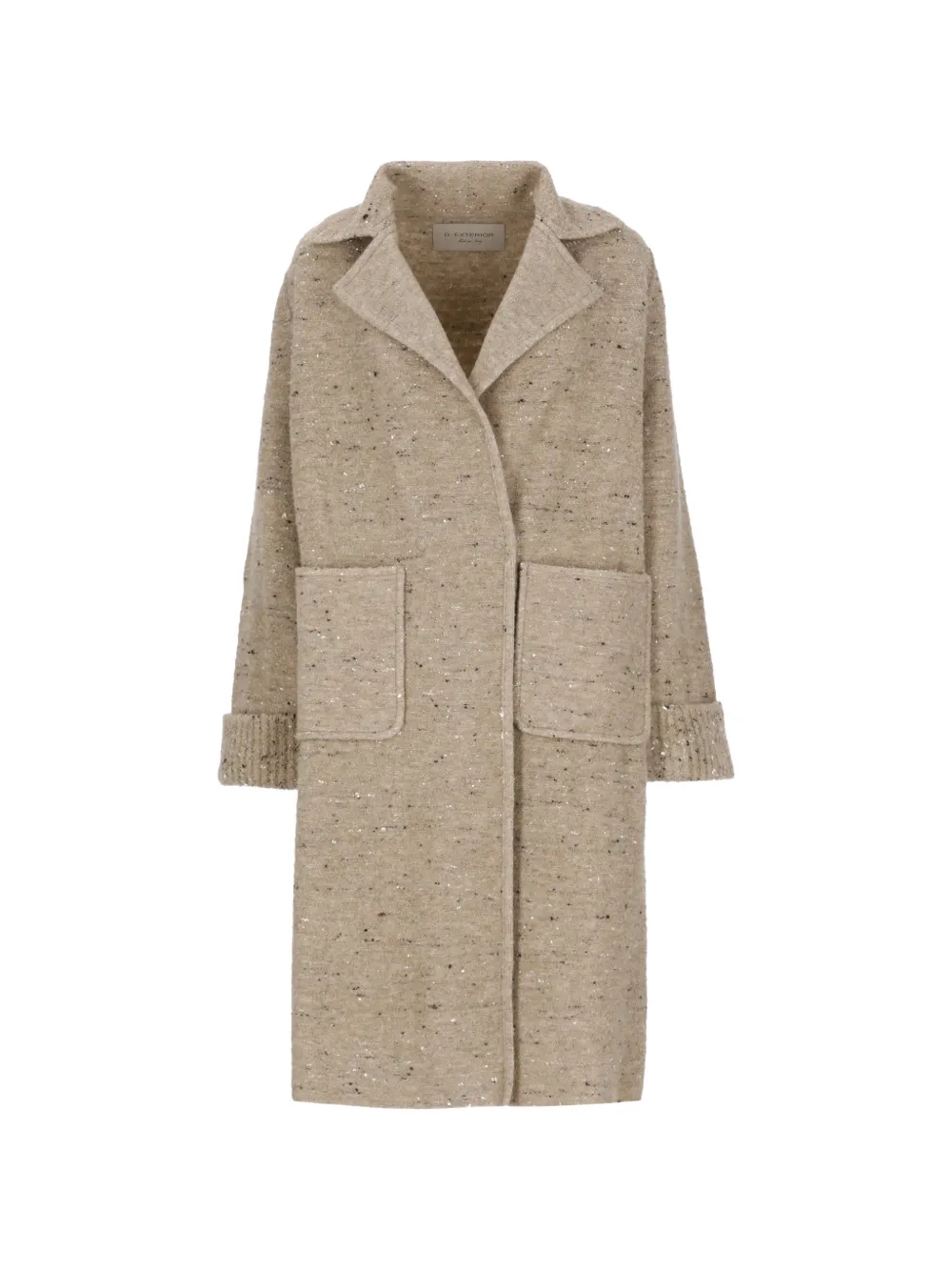 D.Exterior sequin-embellished flecked coat - Neutrals