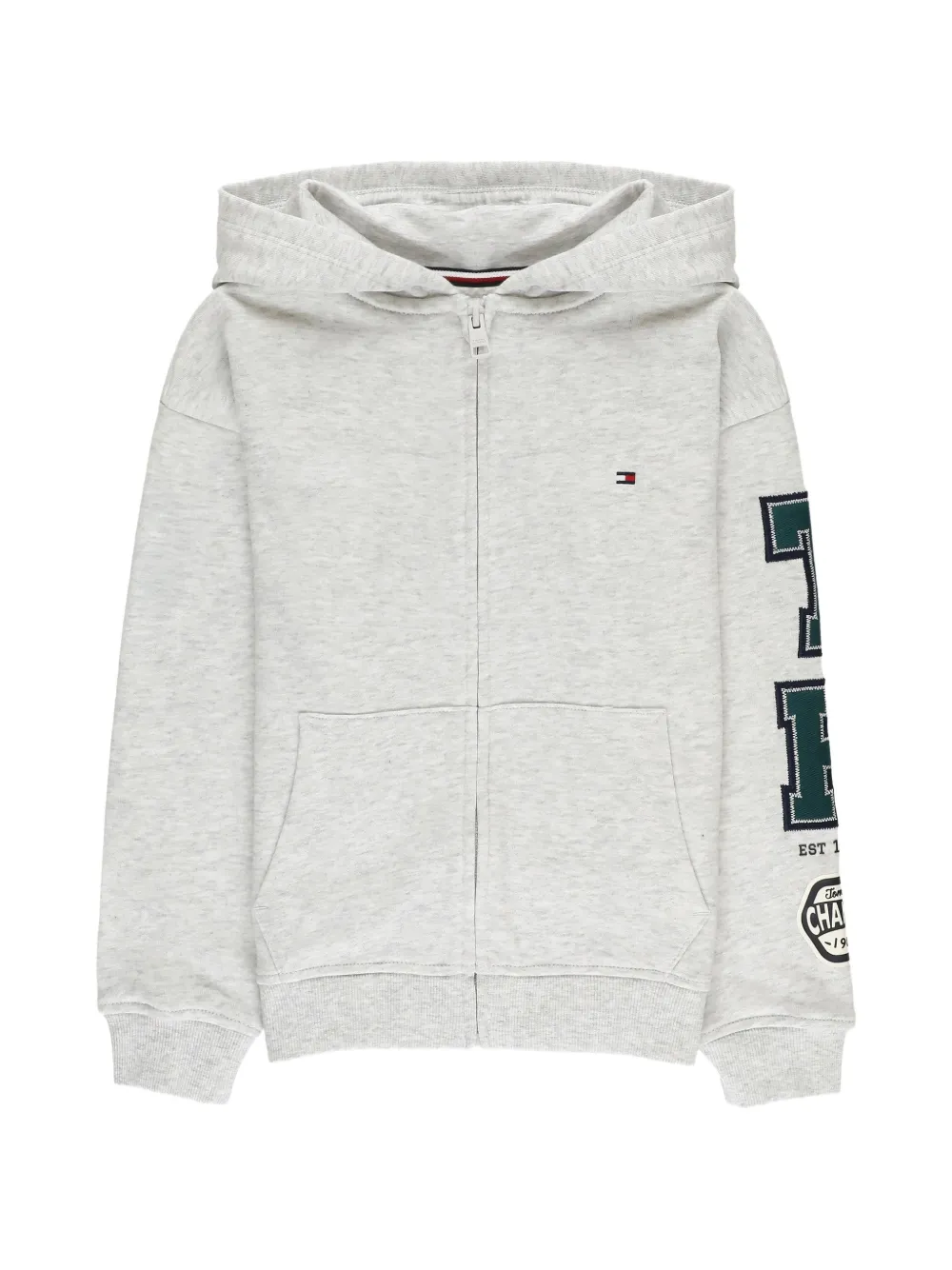 Tommy Hilfiger Junior Varsity logo-patch zip-up hoodie Grijs