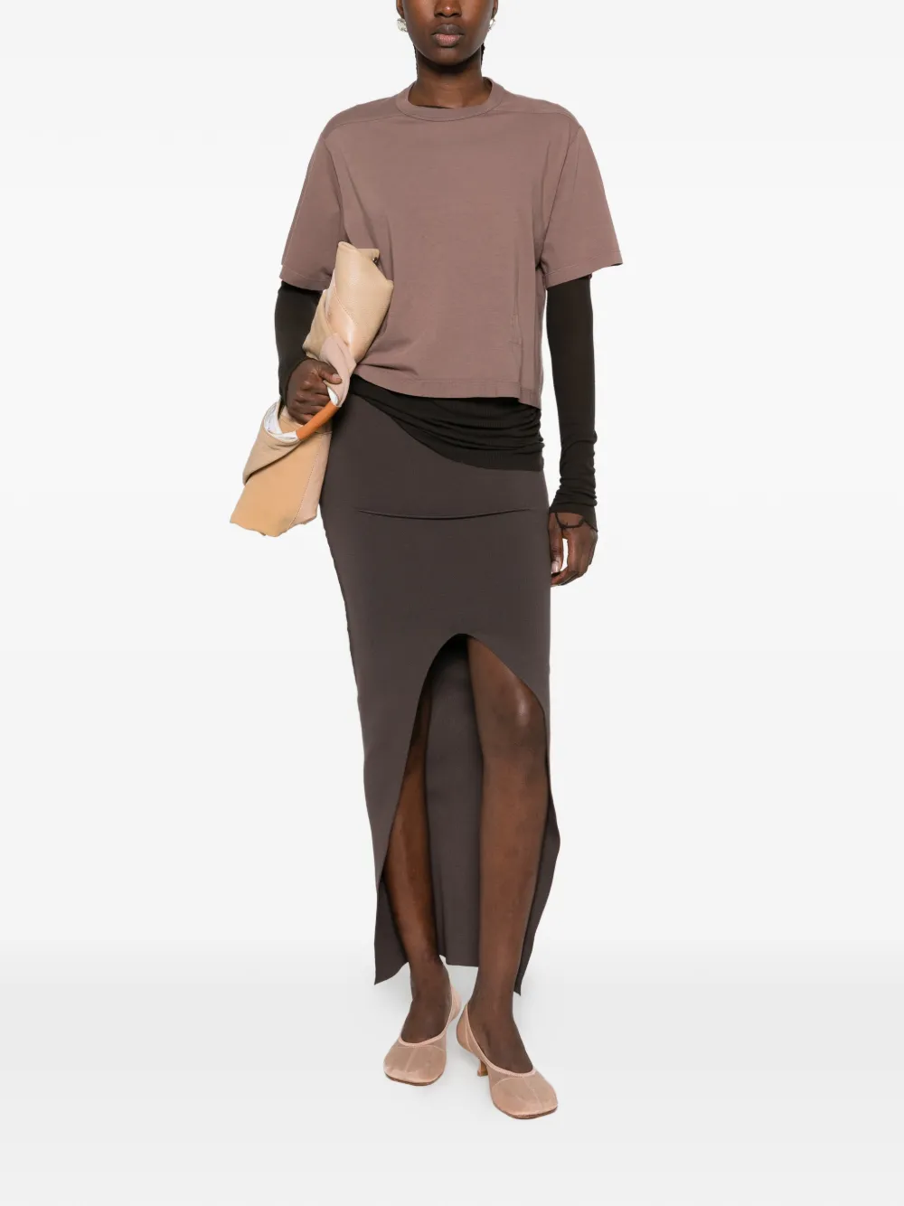 Rick Owens DRKSHDW exposed-seam T-shirt Bruin