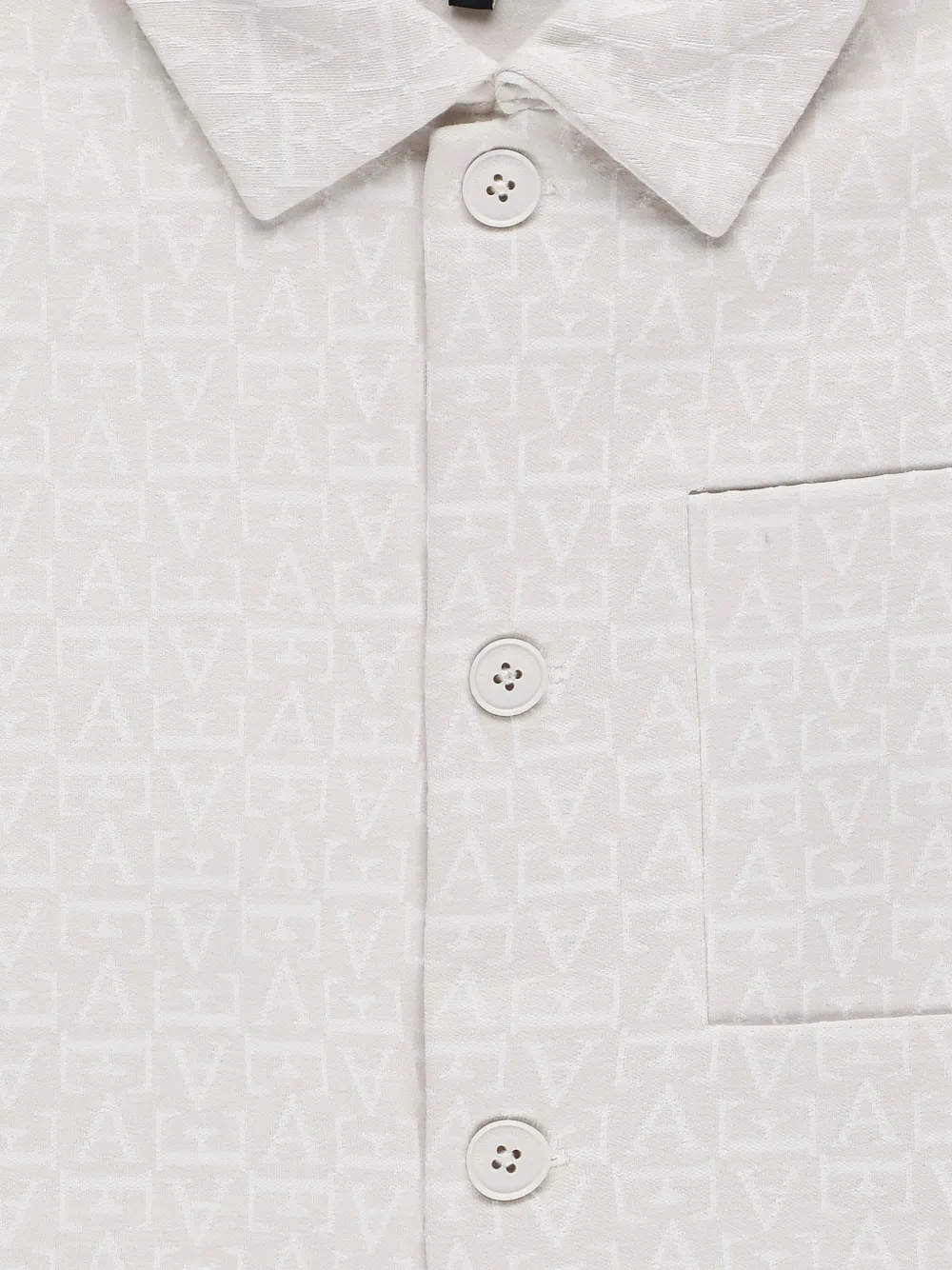 Emporio Armani Kids Shirt met monogram-jacquard Beige