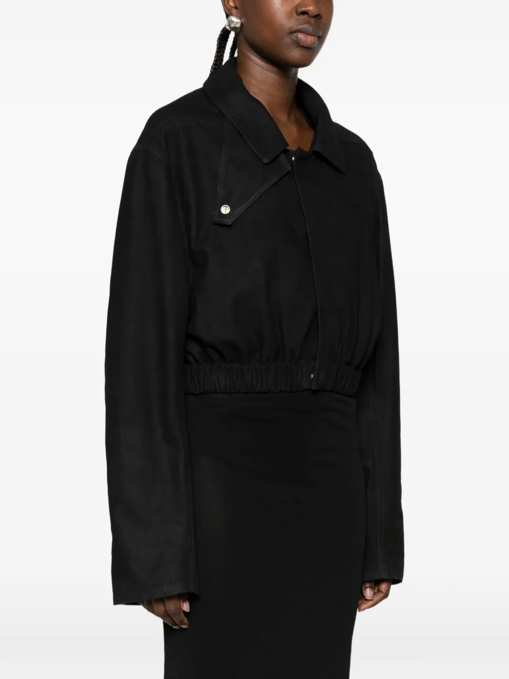 Rick Owens cropped elasticated-waist jacket Zwart
