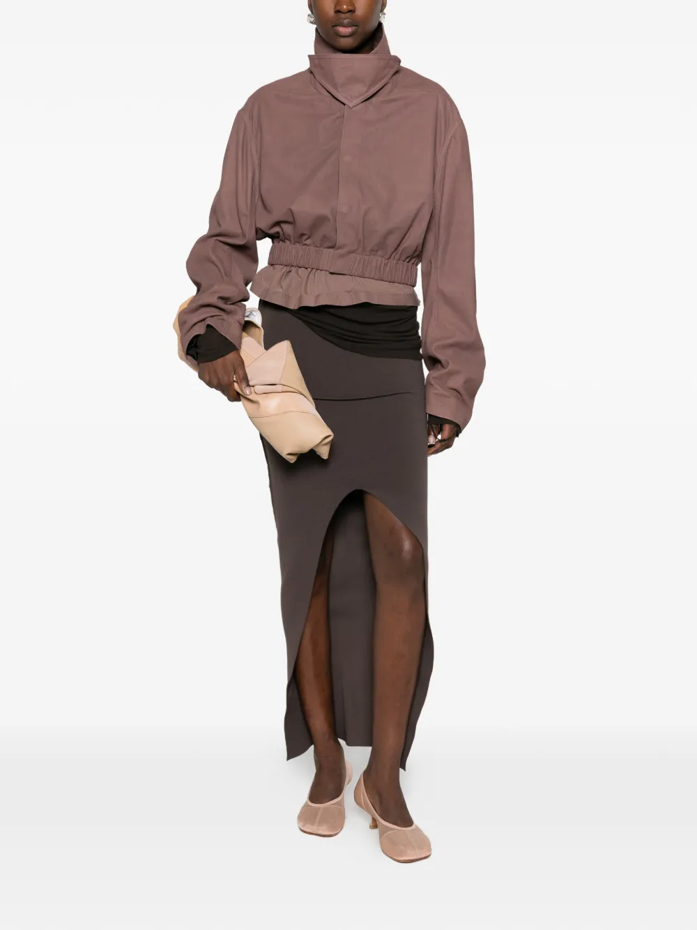 Rick Owens funnel-neck elasticated jacket Bruin