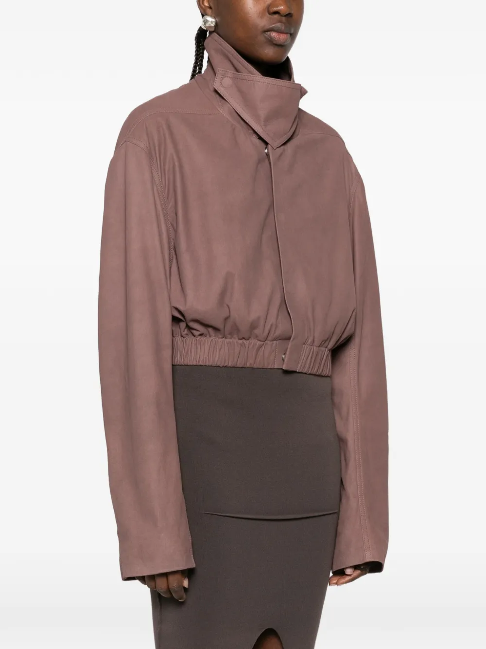 Rick Owens funnel-neck elasticated jacket Bruin
