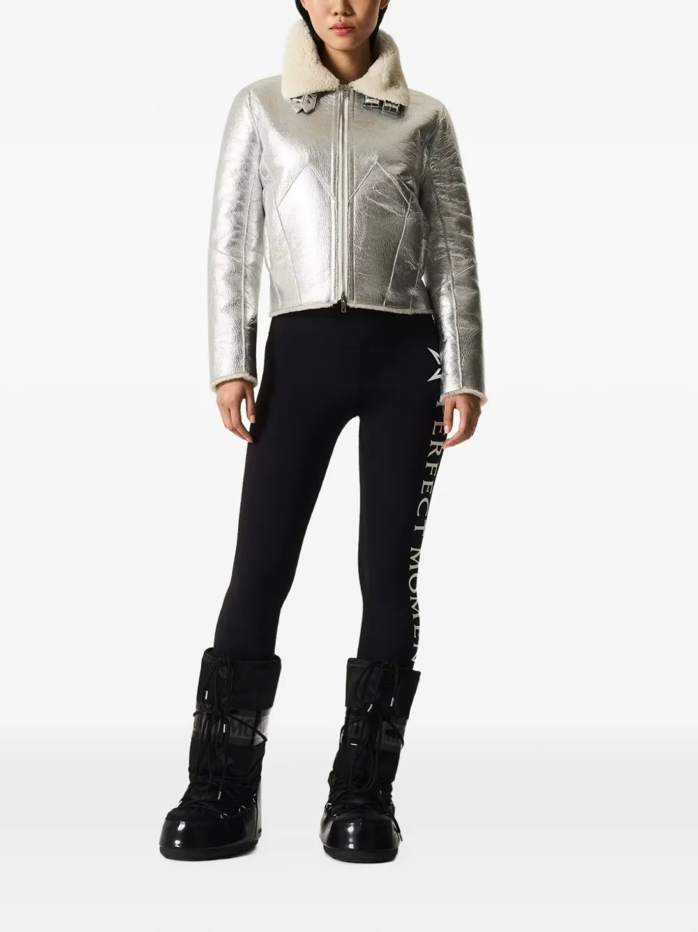 Perfect Moment Sloan metallic leren jack Zilver