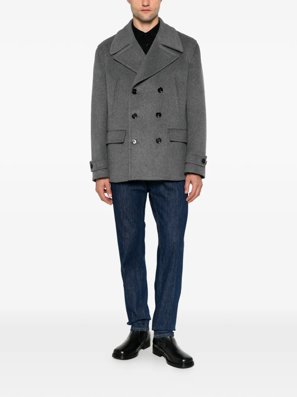 DONDUP double-breasted pea jacket Grijs