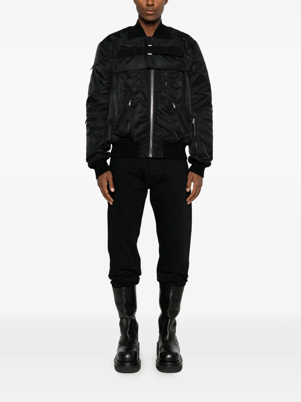 Rick Owens 2 Piece Flight buckle-strap panelled jacket Zwart