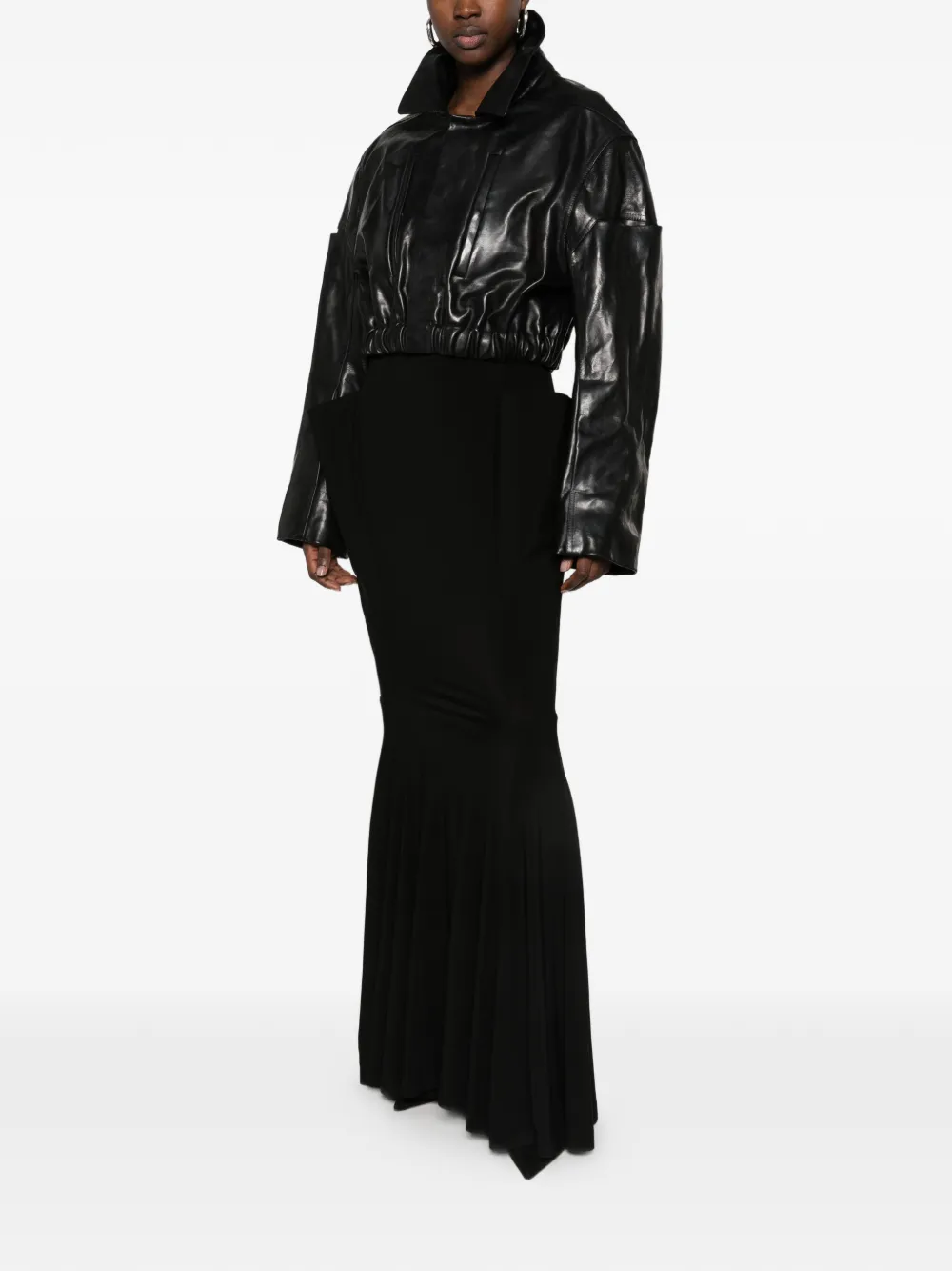 Rick Owens Mac cropped leather jacket Zwart