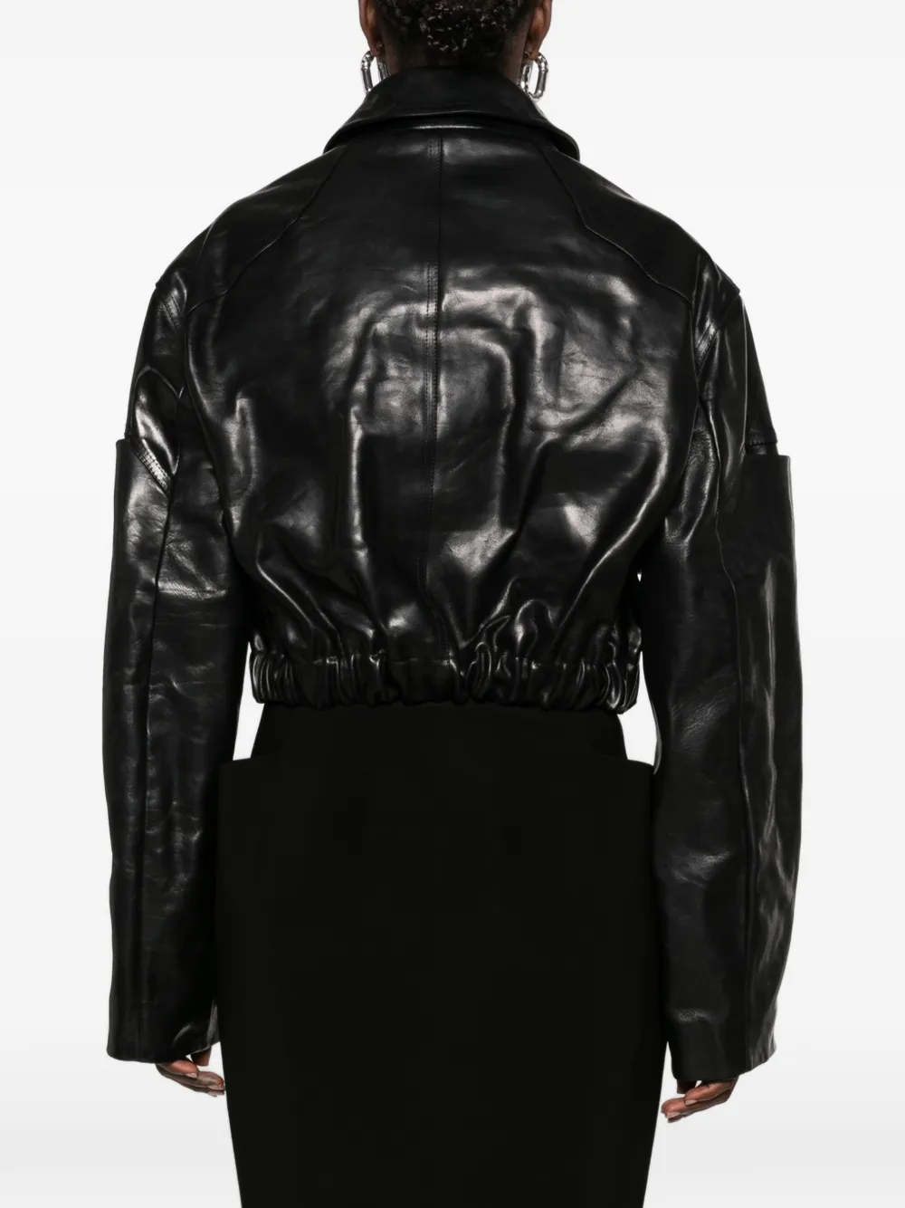 Rick Owens Mac cropped leather jacket Zwart